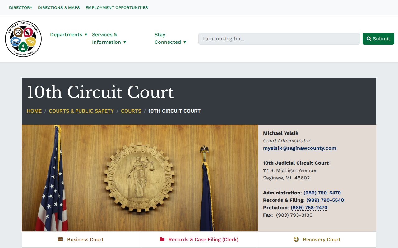 Saginaw County 10th Circuit Court page that issues bench warrants after bindover